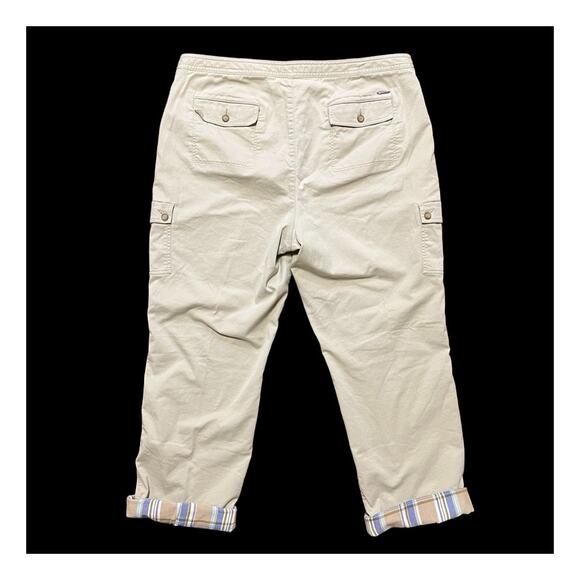 VTG L.L. BEAN Flannel Lined Straight Leg Utility Cargo Pants in Khaki SZ 16 TALL - Picture 6 of 10